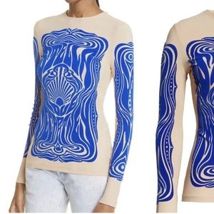 STELLA MCCARTNEY Velvet Logo Graphic Tee In Bright Blue Size 38.